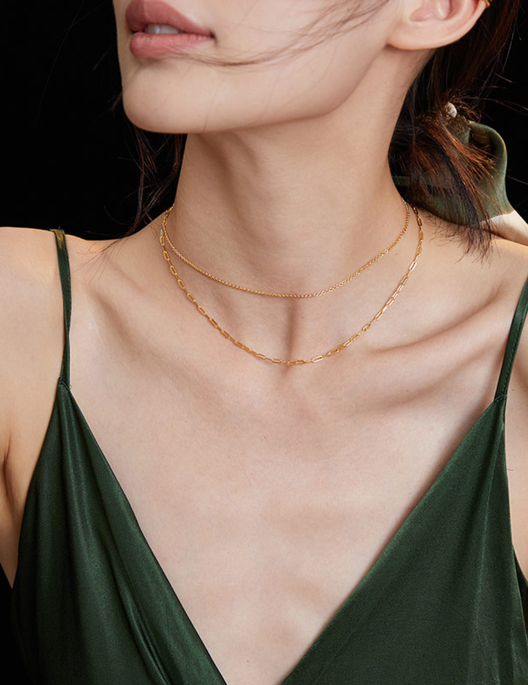 Trendy Asymmetrical Double-Layer Sterling Silver Clavicle Necklace