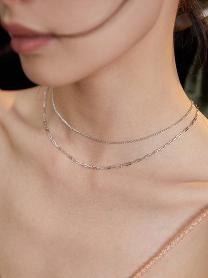 Trendy Asymmetrical Double-Layer Sterling Silver Clavicle Necklace