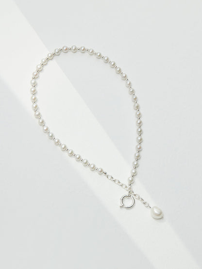 Reshape: Modish Pearl and Sterling Silver Necklace