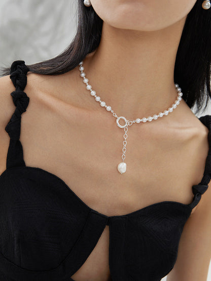 Reshape: Modish Pearl and Sterling Silver Necklace