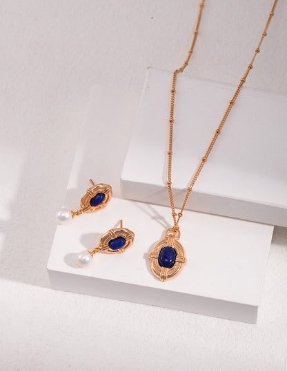 Radiant Dawn: Lapis Lazuli and Pearl Sterling Silver Earrings