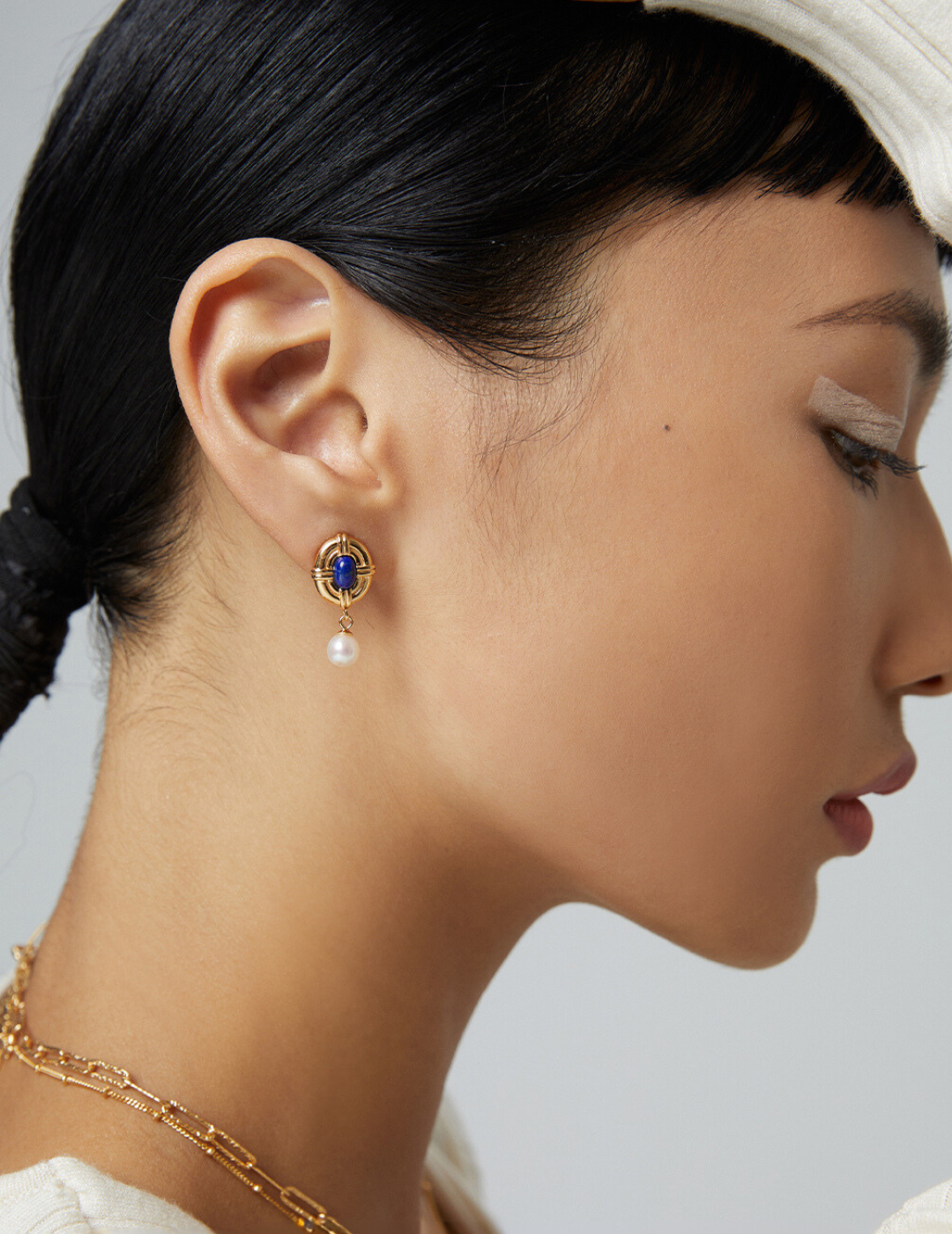 Radiant Dawn: Lapis Lazuli and Pearl Sterling Silver Earrings