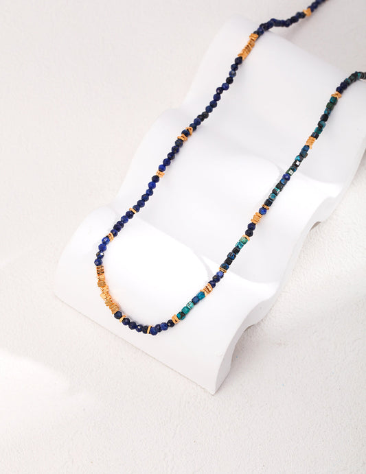 Blue Rhyme: Vintage Lapis Lazuli Scatter Silver Beaded Necklace