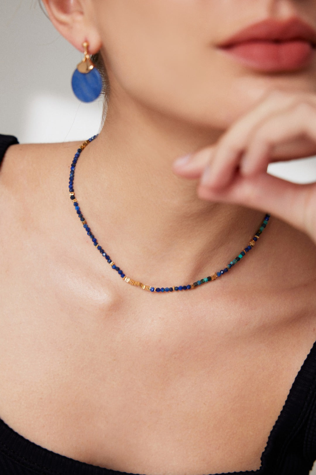 Blue Rhyme: Vintage Lapis Lazuli Scatter Silver Beaded Necklace