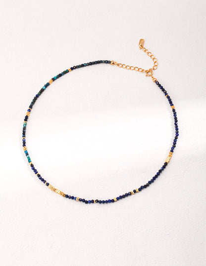 Blue Rhyme: Vintage Lapis Lazuli Scatter Silver Beaded Necklace