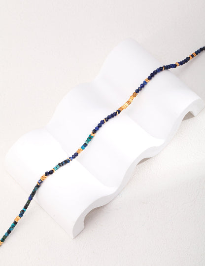 Blue Rhyme: Vintage Lapis Lazuli Scatter Silver Beaded Necklace