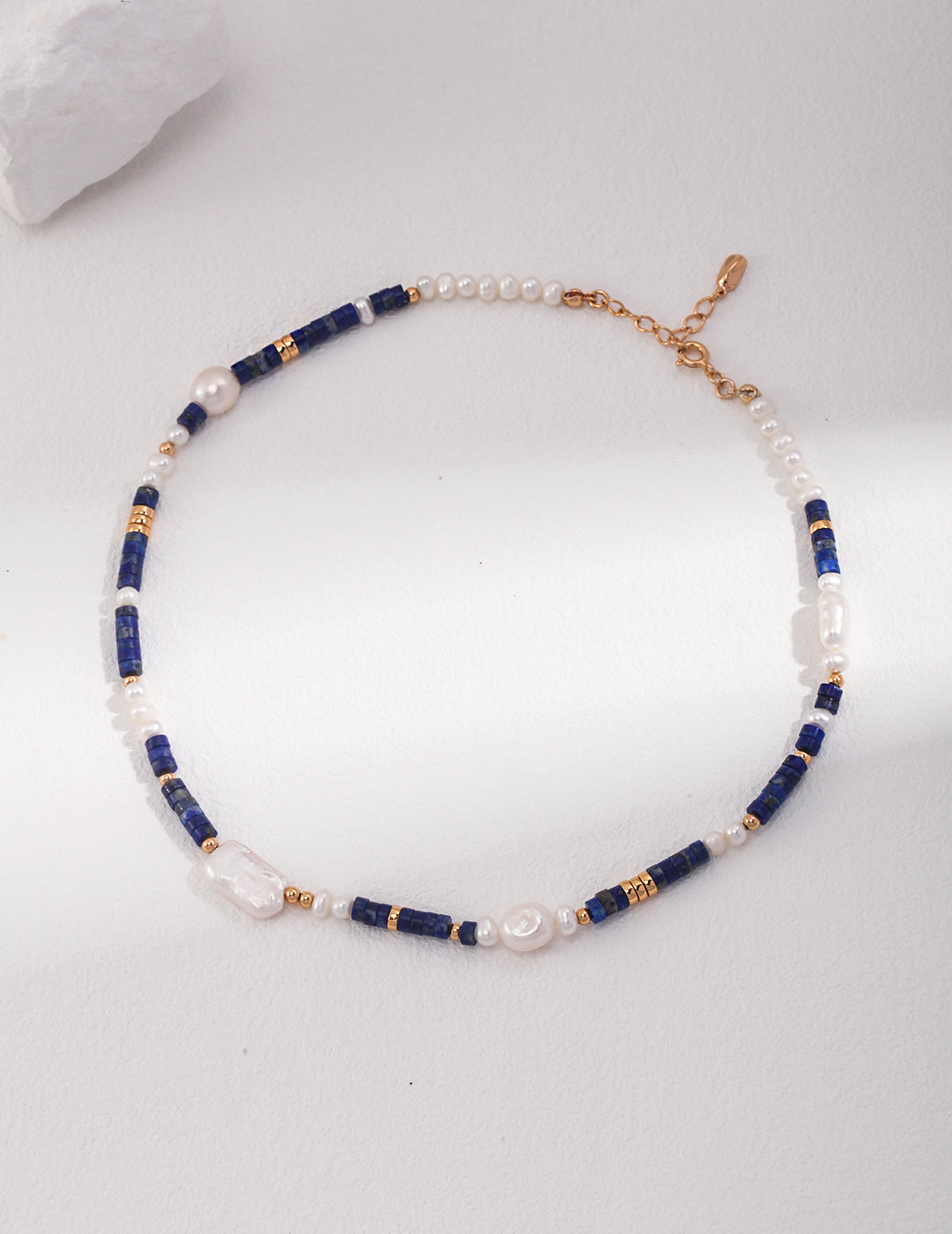 Tranquil Lagoon: Premium Lapis Lazuli and Pearl Sterling Silver Necklace