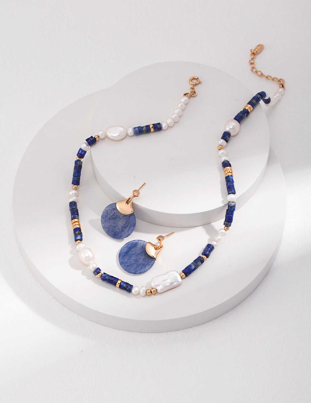 Tranquil Lagoon: Premium Lapis Lazuli and Pearl Sterling Silver Necklace