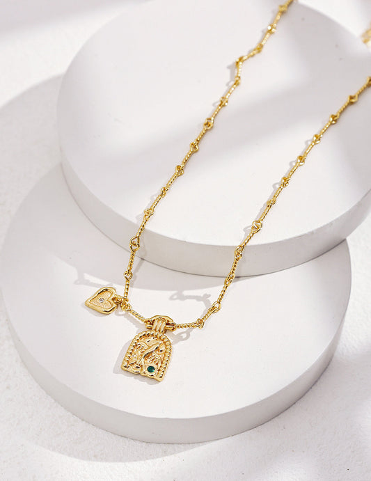 Eternal Love and Freedom: Retro Gold Heart and Swift Pendant Necklace