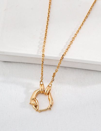 Adorable Embrace Fox Pendant Vintage Gold Necklace