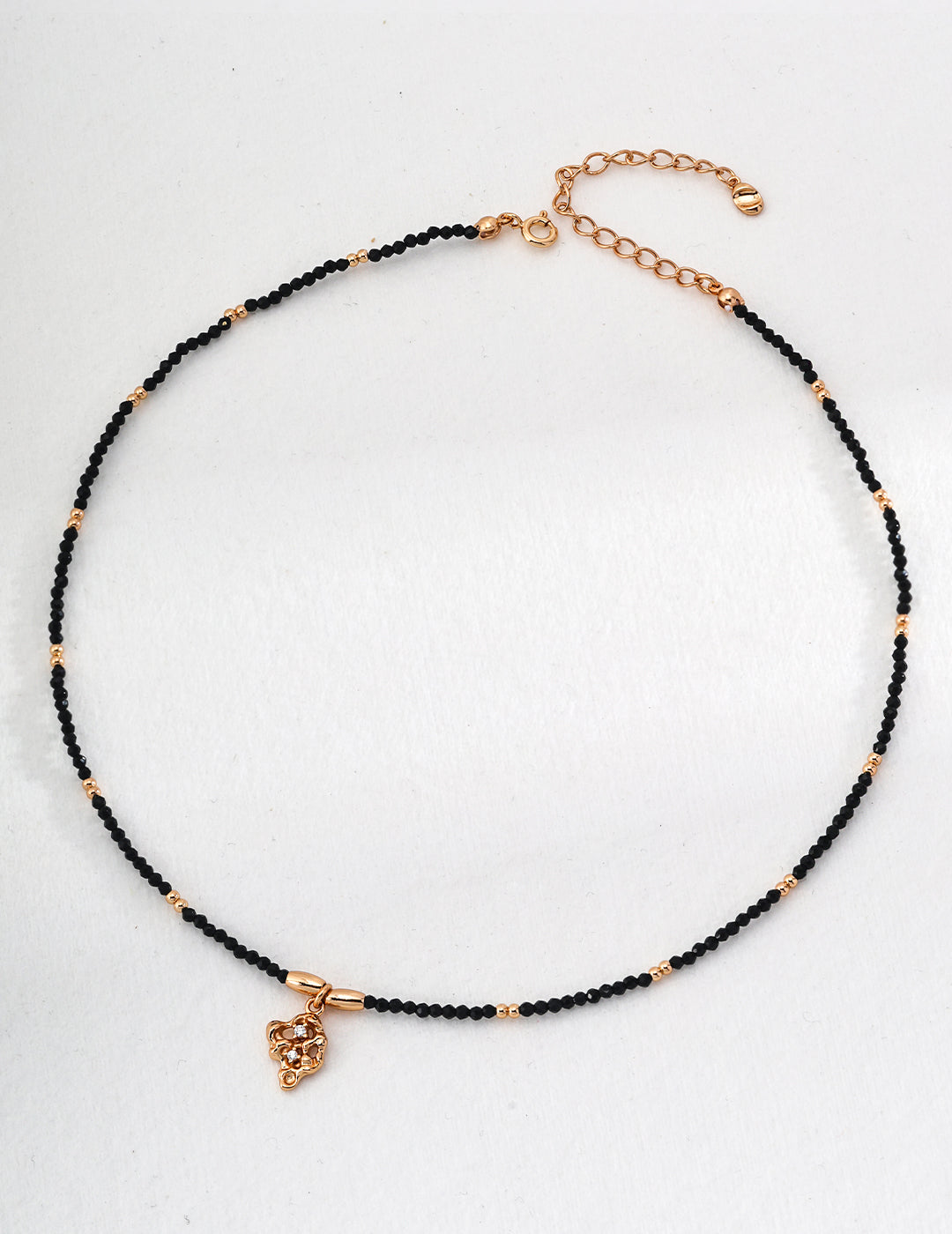 Twilight Ember: Black Crystal and Zircon Sterling Silver Beaded Necklace