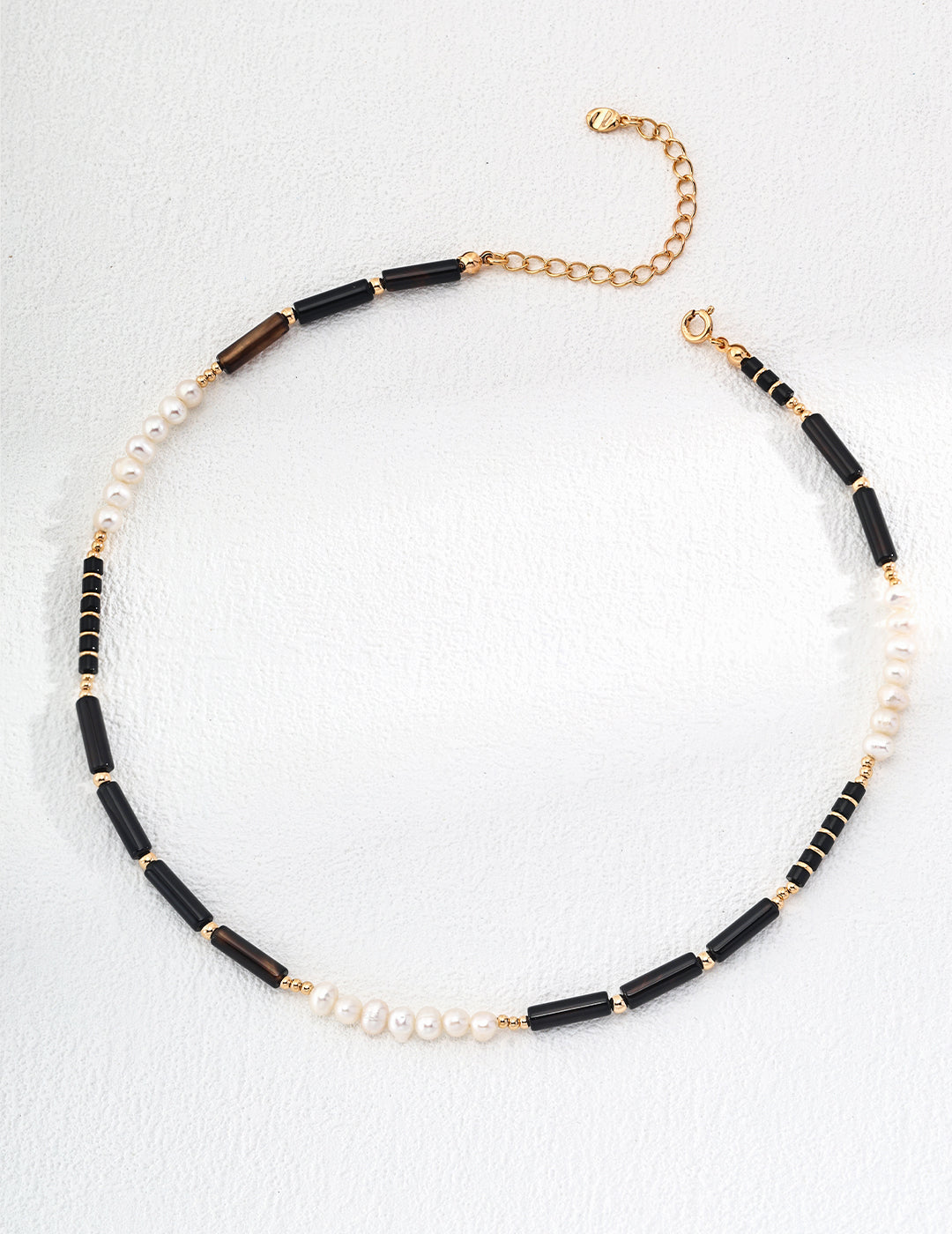 Midnight: Exquisite Black Agate and Pearl Beaded Necklace