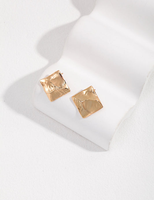 Charming Retro Gold Square Sterling Silver Earrings