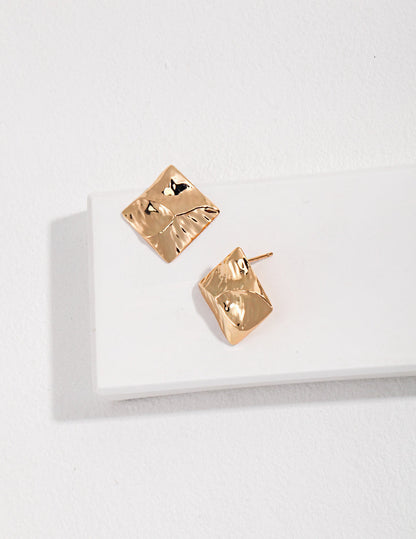 Charming Retro Gold Square Sterling Silver Earrings