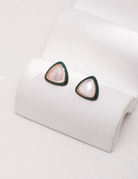 Premium French Glaze-Drip Mother-of-Pearl Sterling Silver Earrings