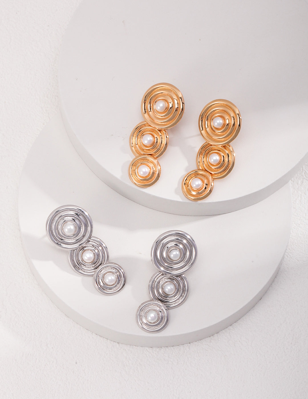 Lavish Disk Textured Pearl and Sterling Silver Earrings