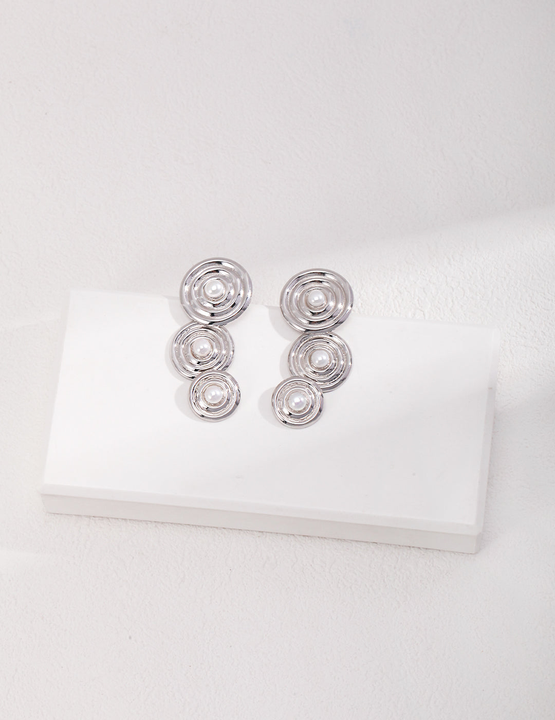 Lavish Disk Textured Pearl and Sterling Silver Earrings