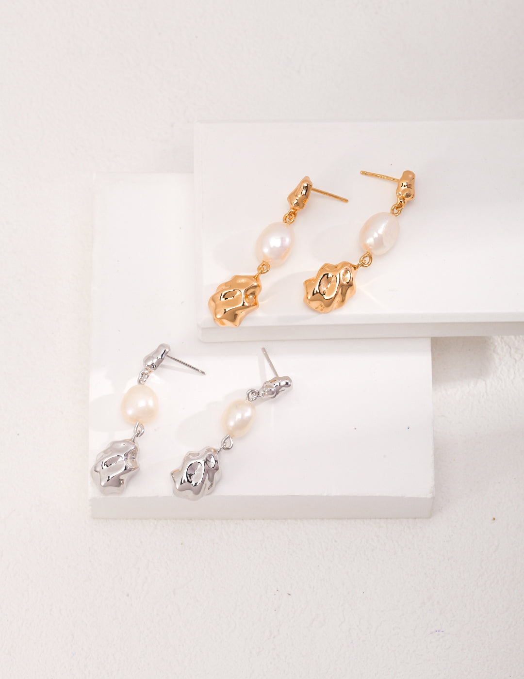 Melody: Natural Baroque Pearl and Silver Statement Earrings