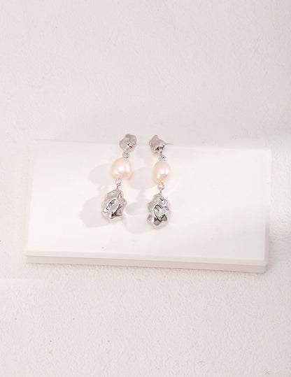 Melody: Natural Baroque Pearl and Silver Statement Earrings