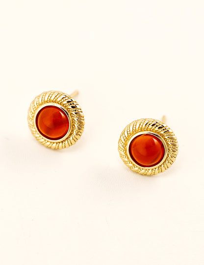 Vintage Red Agate Sterling Silver Earrings