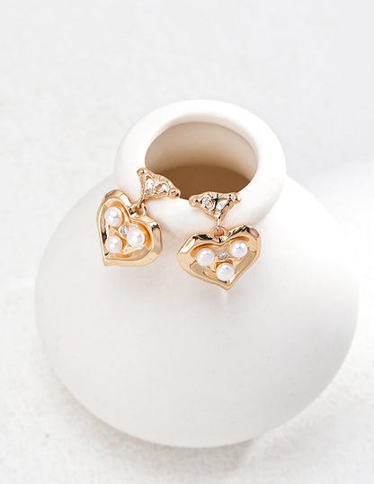 Eternal Love: Vintage Peach Heart Pearl & Sterling Silver Earrings