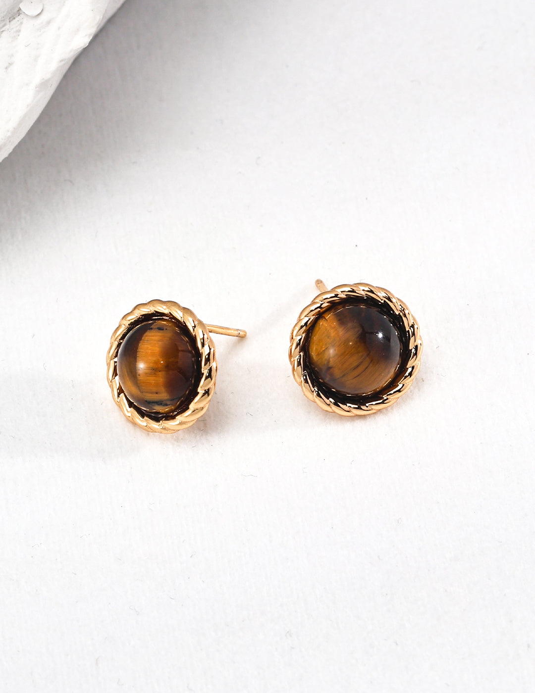 Classy Tiger Eye Stone Sterling Silver Earrings