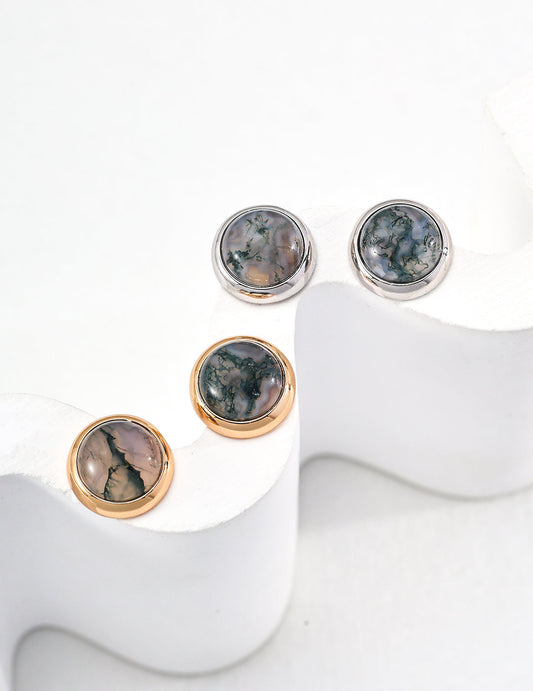 Time Echoes: Water Grass Agate and Sterling Silver Earrings