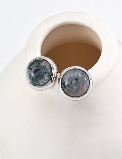 Time Echoes: Water Grass Agate and Sterling Silver Earrings