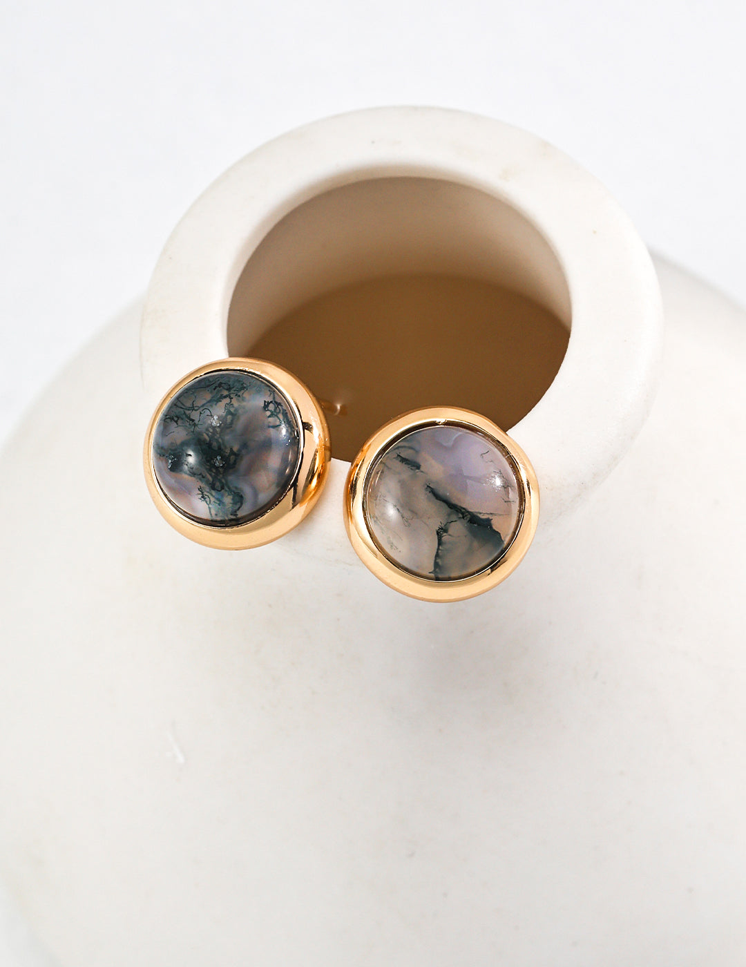 Time Echoes: Water Grass Agate and Sterling Silver Earrings