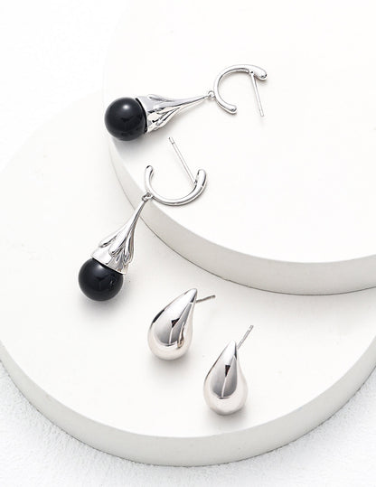 Sleek Teardrop Sterling Silver Earrings