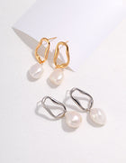 Sophisticated Baroque Pearl Dangle Sterling Silver Earrings