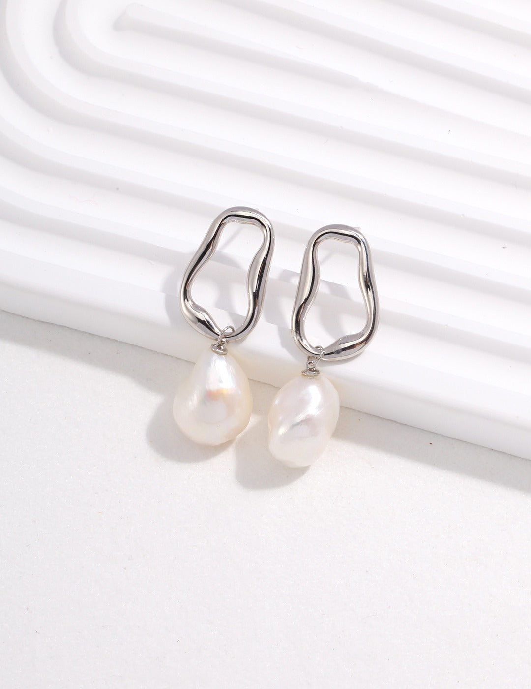 Sophisticated Baroque Pearl Dangle Sterling Silver Earrings