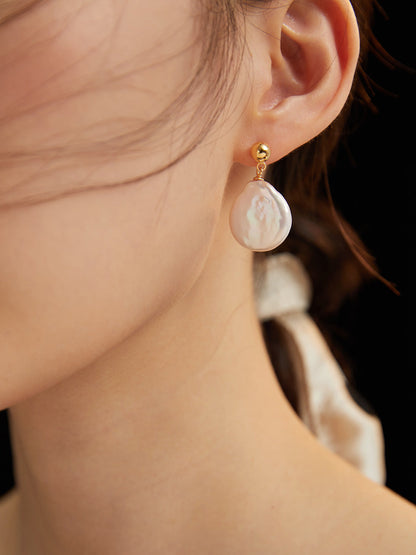 Moody Irregular Baroque Pearl and Sterling Silver Earrings