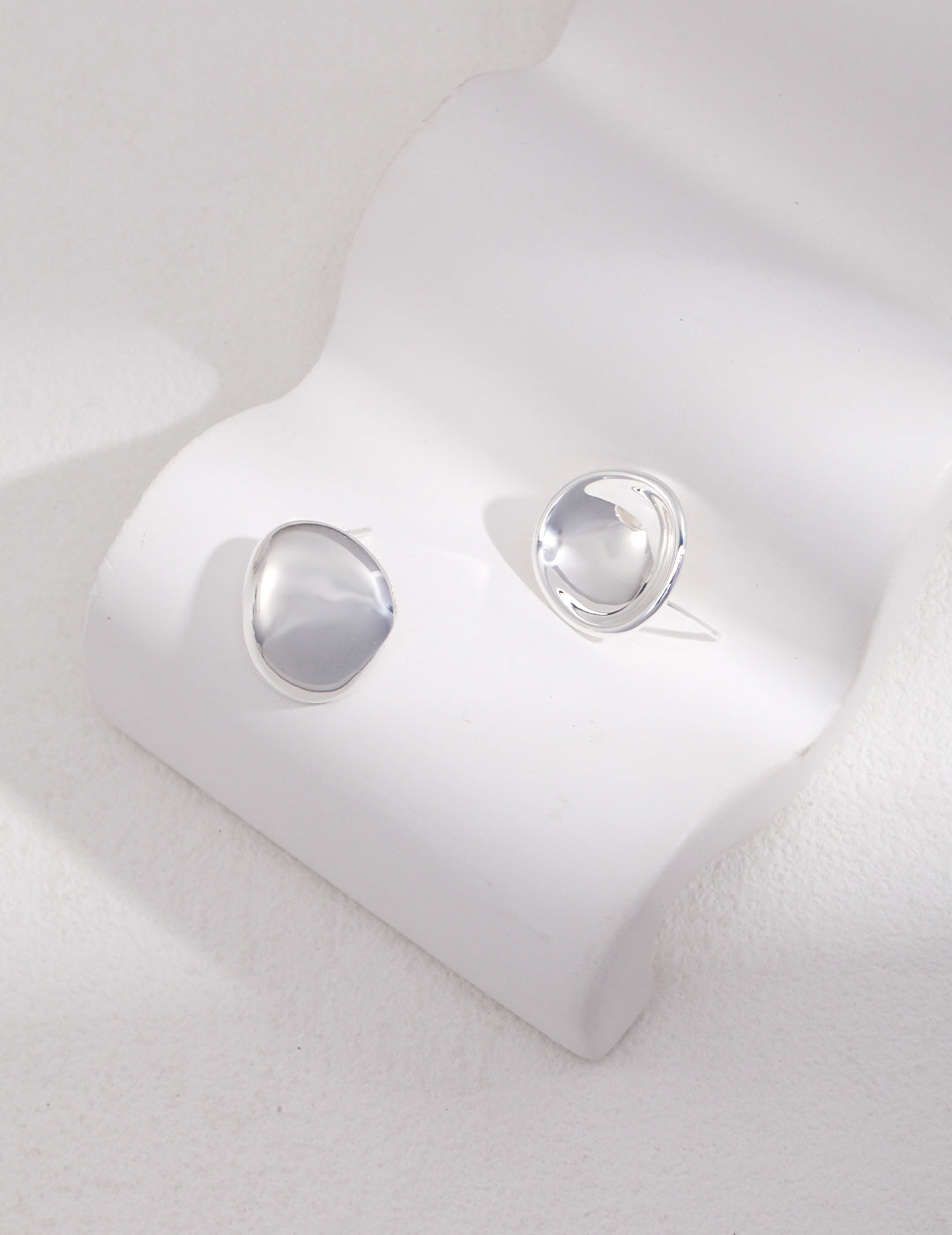 Double Shadow: Chic Asymmetrical Sterling Silver Earrings