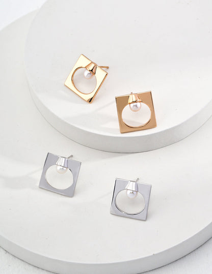 Dazzling Square Pearl and Sterling Silver Earrings