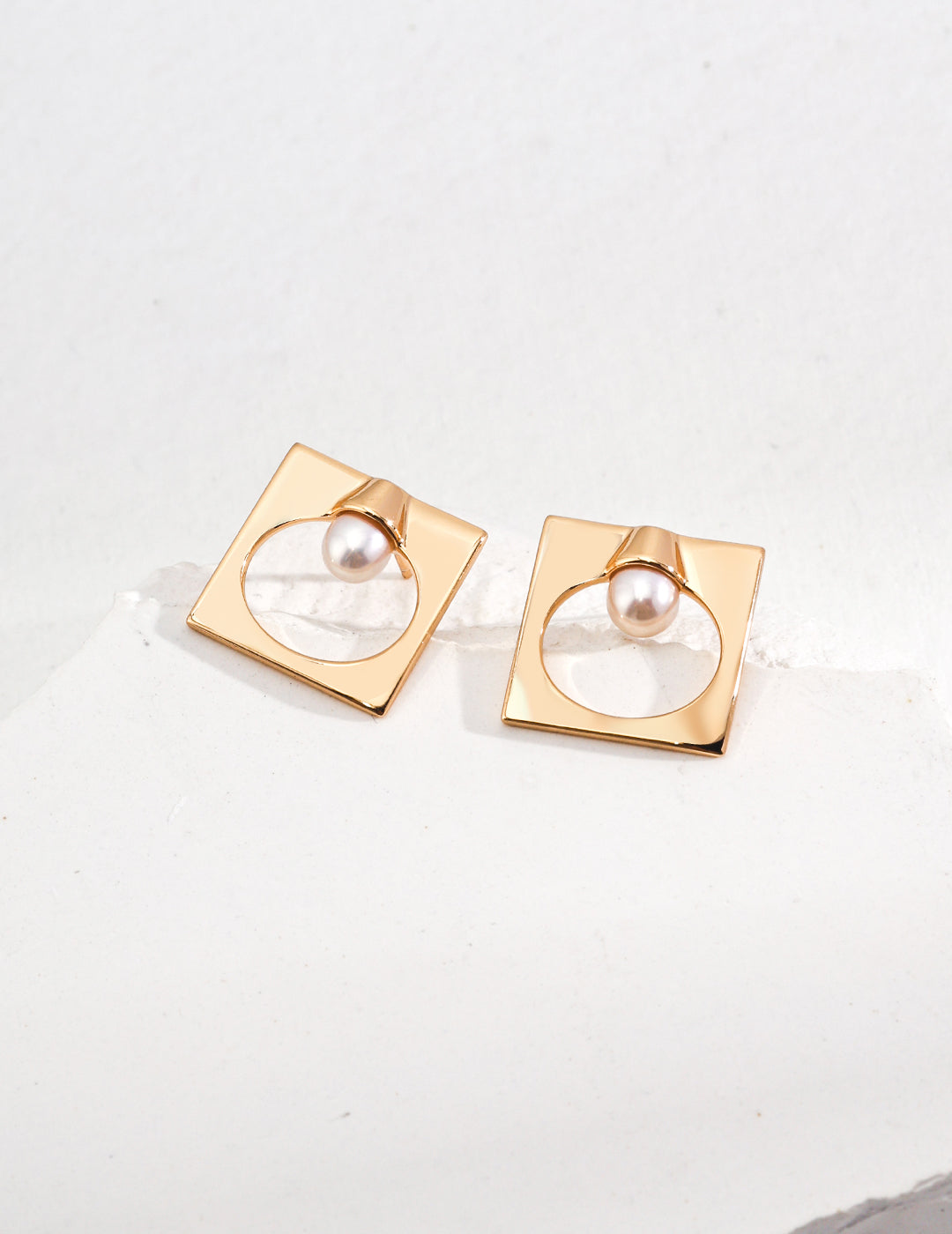 Dazzling Square Pearl and Sterling Silver Earrings