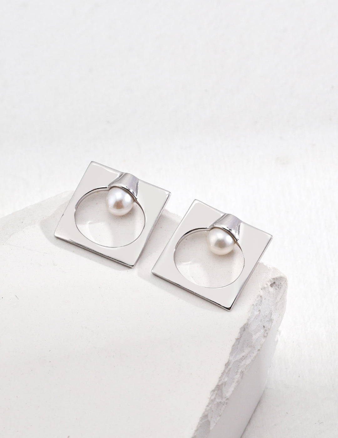 Dazzling Square Pearl and Sterling Silver Earrings