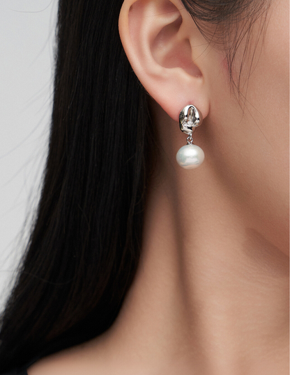 Milady Elegant Pearl and Zircon Sterling Silver Earrings