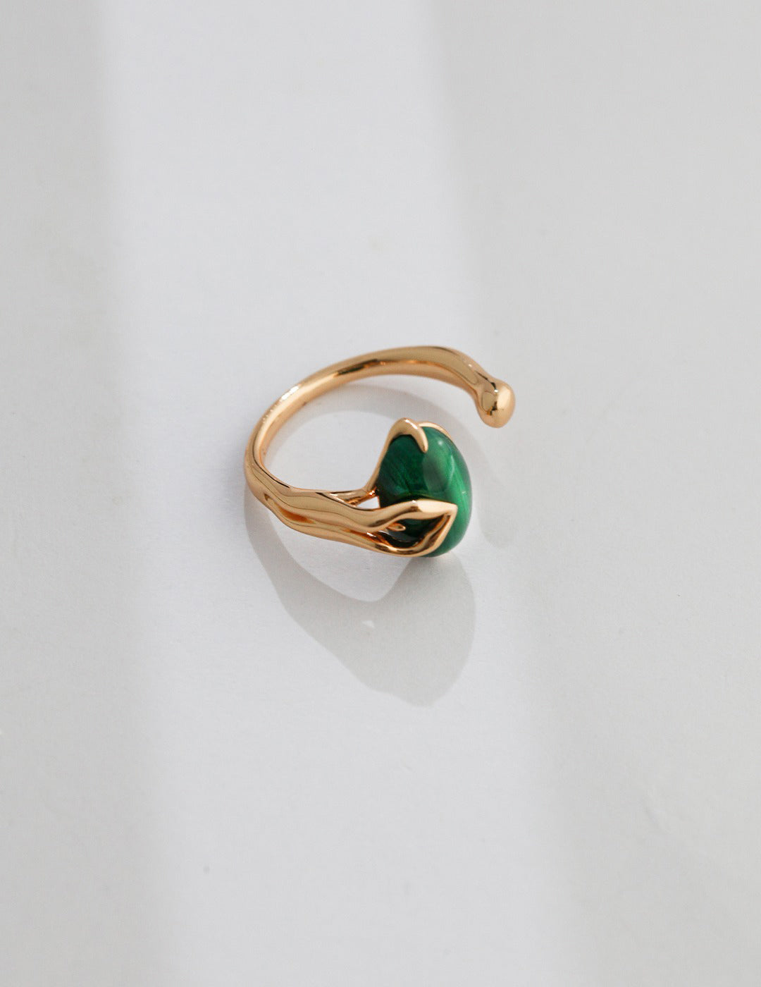 Refined Green Malachite Silver Ring