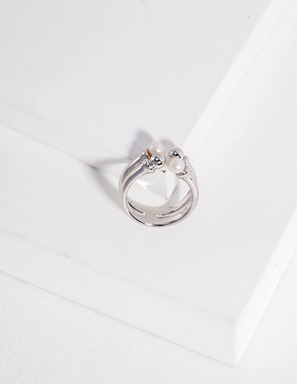 Pearl Water Droplet Sterling Silver Ring