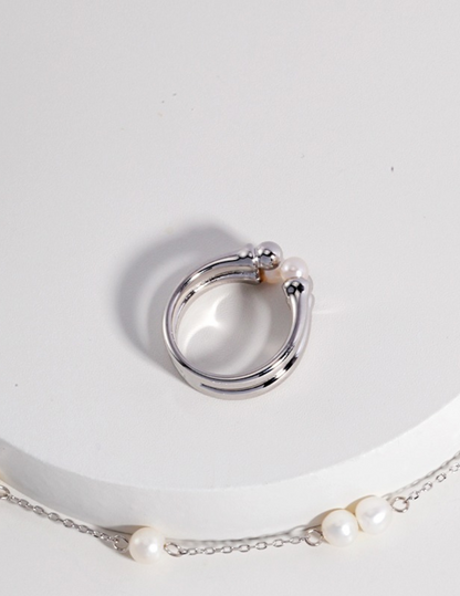 Pearl Water Droplet Sterling Silver Ring