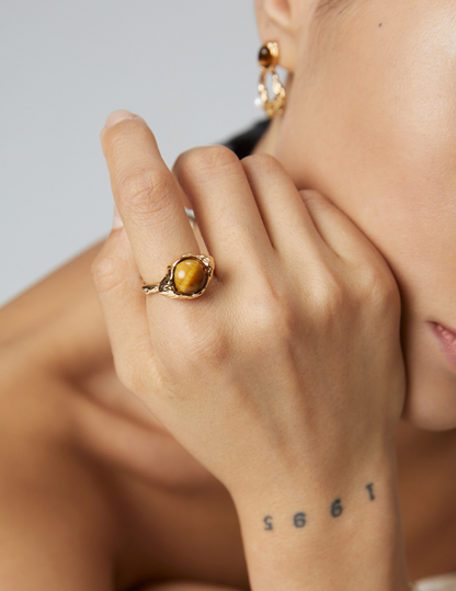 Courageous Tiger Eye Silver Ring