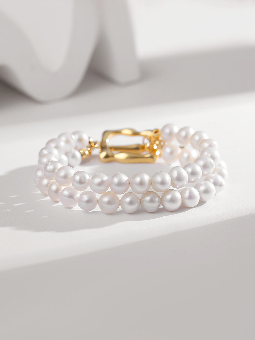 Double Pearl Adorned Hoop Bracelet