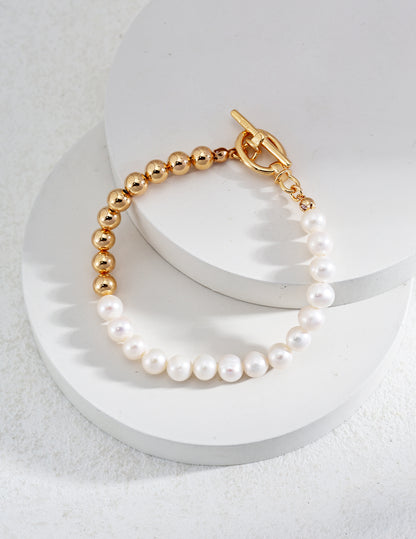 Asteroid: Stylish Pearl and Gold Beaded Earrings