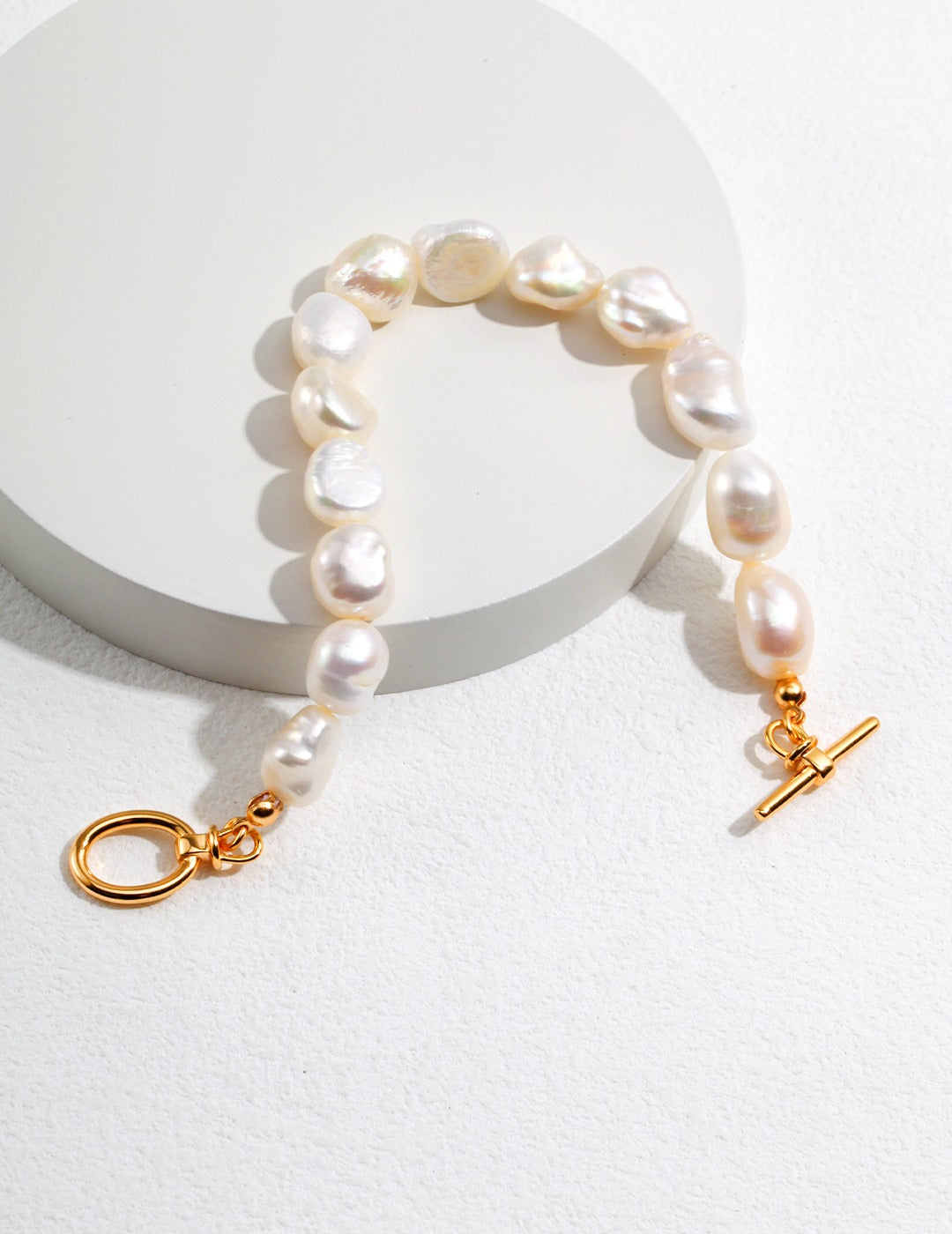 Elegant Baroque Pearl Bracelet with Chic OT Buckle