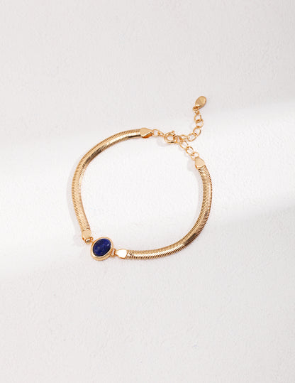 Apple of My Eye: Elegant Natural Lapis Lazuli/Tiger Eye Stone Bracelet