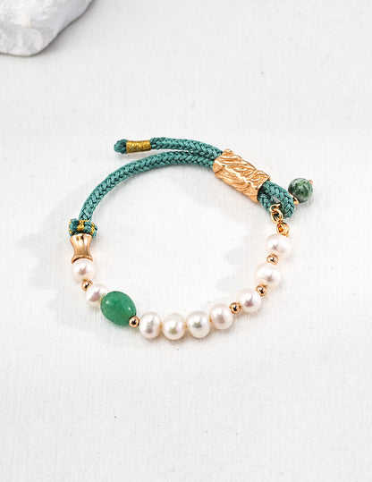 Emerald Summer: Pearl Jasper Hemp Bracelet