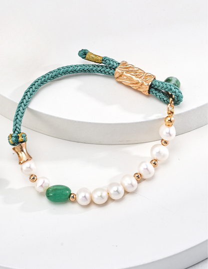 Emerald Summer: Pearl Jasper Hemp Bracelet