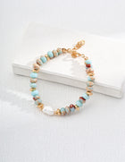 Lively Gradient Shoushan Stone and Pearl Charm Bracelet