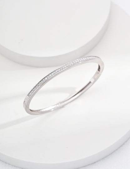 Elegant Zircon Sparkle Sterling Silver Bracelet